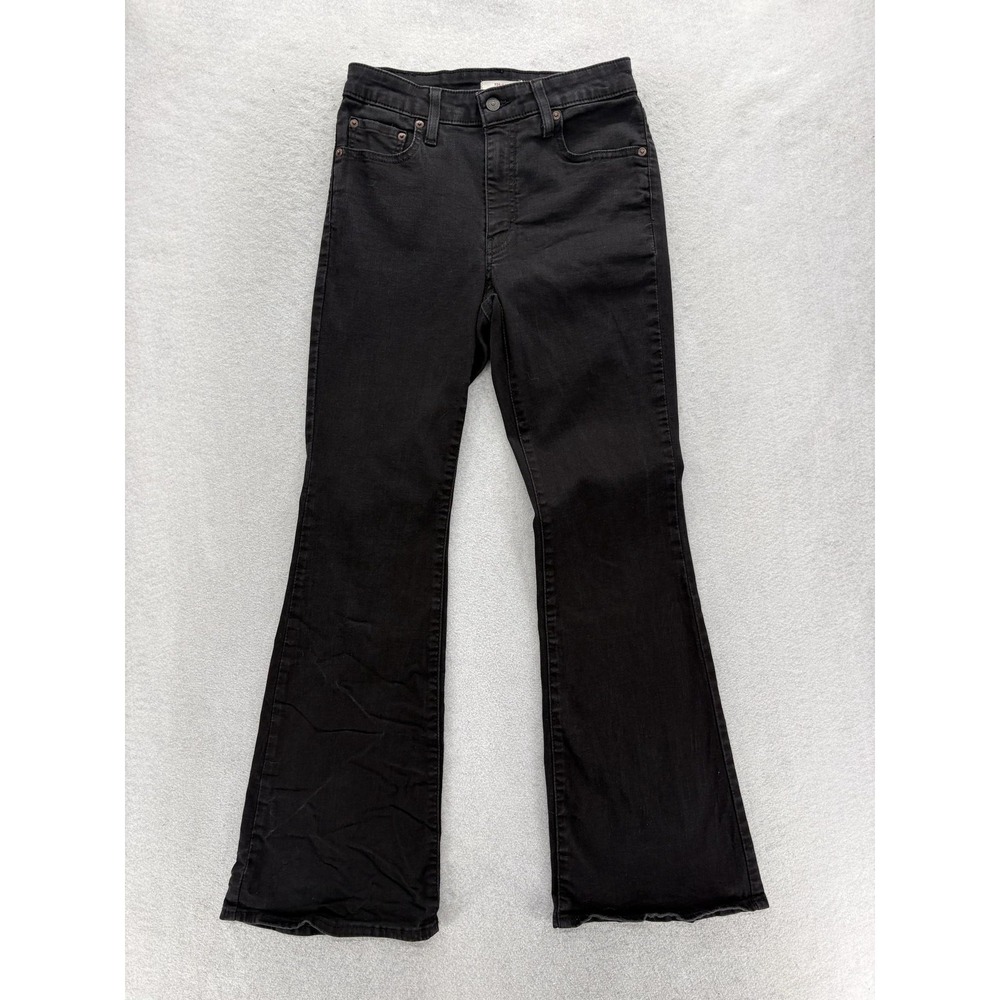 Levis 726 Flare Jeans Womens 29x32 Black High Rise Stretch Denim Western Y2K